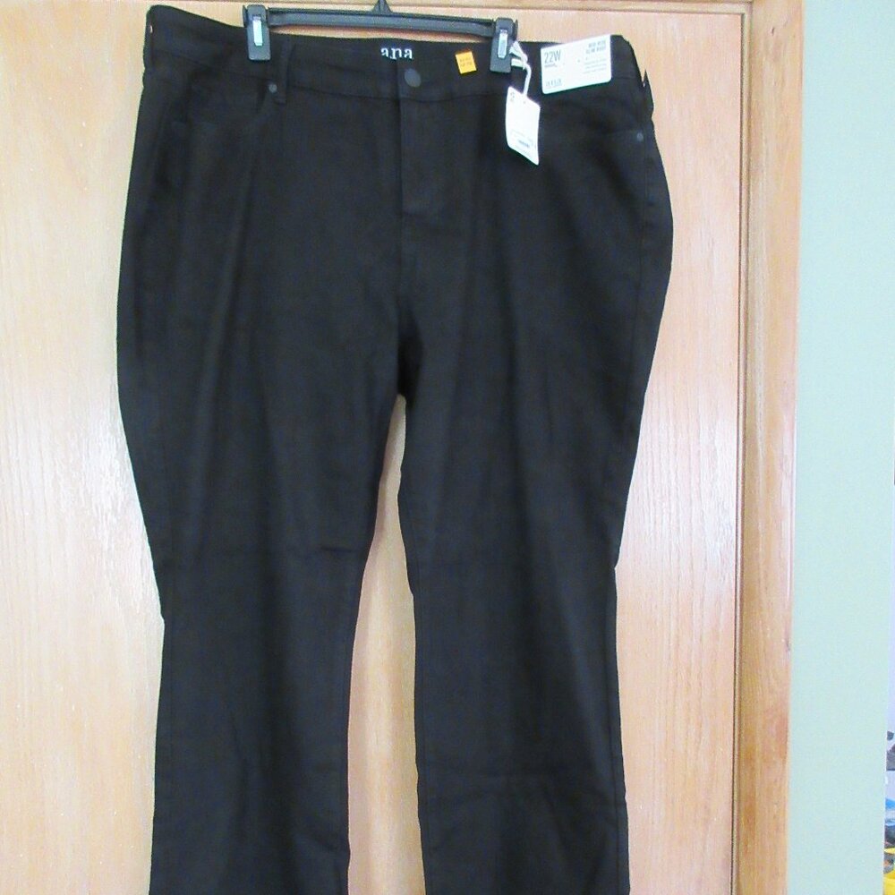 A.N.A. Women's Black Jeans-22W  Mid-Rise Slim Boot